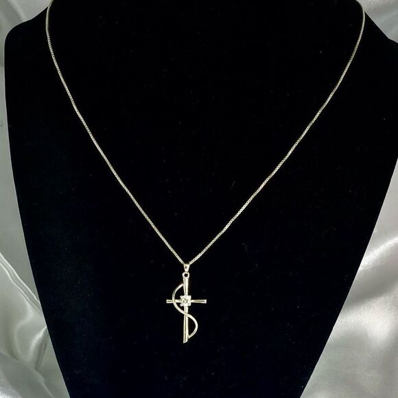 ADI# Sterling Silver Cross with Cz Accent & 18” Sterling Chain - Picture 8 of 11